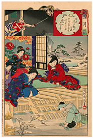 周延 Chikanobu 『雪月花 江戸』-化け猫の図-