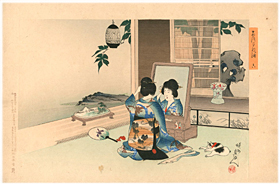 周延 Chikanobu 『あづま風俗 六』-猫の図-