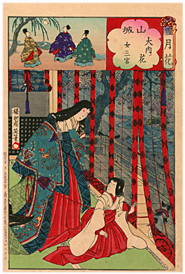 周延 Chikanobu 『雪月花 山城』-猫の図-