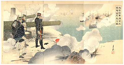 尾形月耕 GEKKO 『大寺将軍揮全力襲撃百尺崖之図』