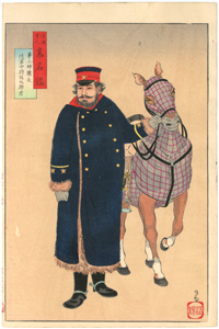 清親 Kiyochika 『陸海軍人高名鑑 第三師団長陸軍中佐 桂太郎君』