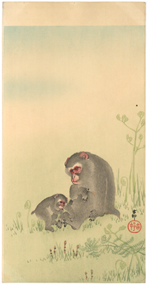 ������絁@Ohara Koson�@�w�y�M�ɉ��̐e�q�x