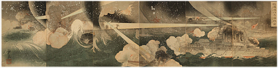 耕漁 Kougyo 『旅順港外大海戦図 明治三十七年三月十日未明我軍大勝利』