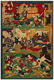 国政 Kunimasa 『新板賊ねずみ』-猫・ネズミ・おもちゃ絵-