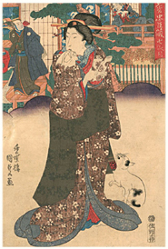 国貞 Kunisada 『絵兄弟忠臣蔵七段目』-猫の図-