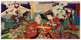 河鍋暁斎 Kyousai Kawanabe 『暴徒川尻本陣図』