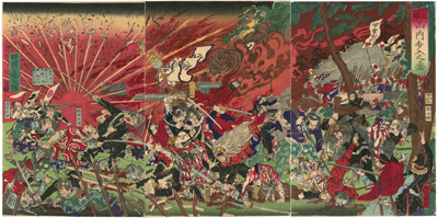 河鍋暁斎 Kyosai 『上野山内打入之図』-彰義隊-