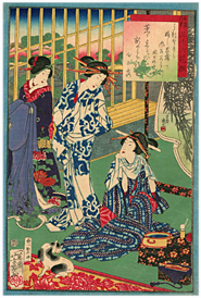 芳幾 Yoshiiku 『全盛自筆 三十六花撰』-猫の図-