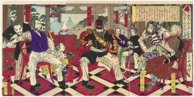 芳年/Yoshitoshi 「日向之国高千穂の峯に隆盛桐野と同志の詩歌を吟ずる図」