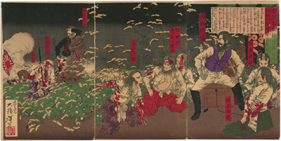 月岡芳年 Yoshitoshi 『鹿児島征討全記之内於城山隆盛以下最期図』