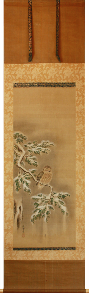 狩野探雪守定 Tansetsumorisada Kano 『雪中画二幅』-梟・白鷺-【掛軸