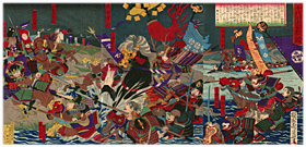 周延 Chikanobu 『九州征伐千代川大合戦之図』-真田幸村・九州征伐-