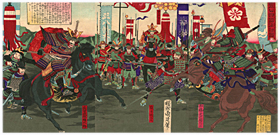 周延 Chikanobu 『豊公四国征伐図』-長宗我部信親・四国征伐-