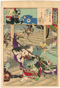 楊洲周延　Chikanobu　『東錦昼夜競　明智光秀』-本能寺の変-