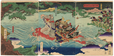 歌川国久　Kunihisa　『武智左馬之介近江湖水渡』