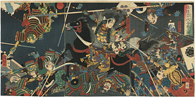 歌川国綱　Kunitsuna　『佐枝犬千代合戦之図』-前田利家-