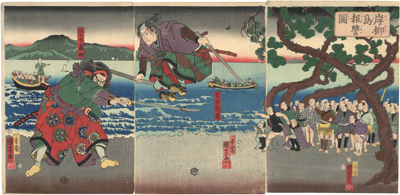 国芳/Kuniyoshi　『岸柳島報讐図』-巌流島の戦い-