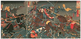 国芳 Kuniyoshi 『川中島合戦　謙信候信玄候の旗本へ切入る図』-上杉謙信-
