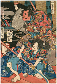 国芳 Kuniyoshi 『伊予守義経・熊井太郎』-本能寺の変・信長・蘭丸-