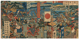 貞秀・芳盛　合作　『川中島大合戦両将勇猛之図』