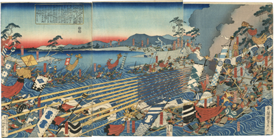 貞秀　Sadahide　『西条山の軍勢川中嶋へ引返図』