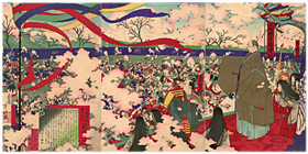 年信　Toshinobu　『太平実記　雪月花之内　嵐山之花』－豊臣秀吉・曽呂利新左衛門・大政所－