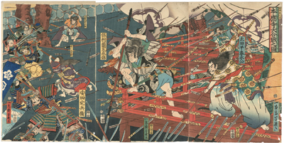 歌川芳幾　Yoshiiku　『本応寺大合戦之図』-本能寺の変-