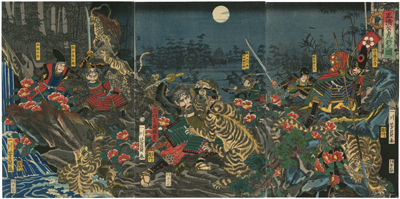 歌川芳員　Yoshikazu　『正清公虎狩之図』