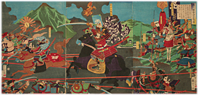 芳虎 Yoshitora 『奥州国会津合戦ノ図』-長谷堂城合戦・直江兼続-