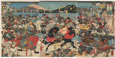 歌川芳虎　Yoshitora　『武田三代記　信州川中島大合戦』-六枚続-