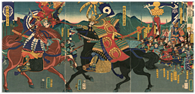 芳虎 Yoshitora 『二雄槍戦之図』-小牧長久手の戦い・本多忠勝VS加藤清正-