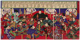 芳虎 Yoshitora 『大日本名家揃』-利家・義弘・輝宗・景勝・高虎-