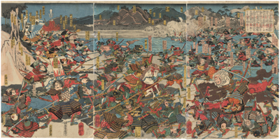 歌川芳虎　Yoshitora　『武田三代記　信州川中島大合戦』-六枚続-
