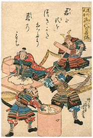 芳虎 Yoshitora 『道化武者　御代の若餅』-信長・光秀・秀吉・家康-
