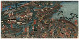 芳虎 Yoshitora 『赤松水攻之図』-備中高松城水攻め-