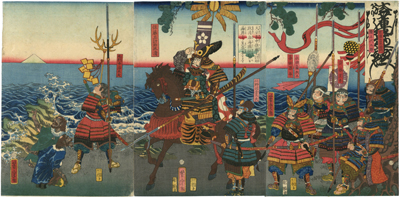 歌川芳虎　Yoshitora　『天安年中佐藤主計助政清渤海国征戦の日海岸より芙蓉峰を見る』