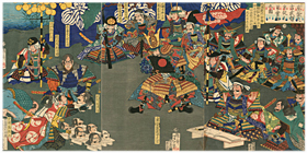 芳年　YOSHITOSHI　『真柴久吉武智主従之首実検之図』-山崎の戦い-
