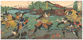 芳年 Yoshitoshi 『太平記尼ヶ崎合戦中国引返しの図』-加藤清正-
