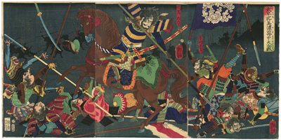 月岡芳年　Yoshitoshi　『太平記美濃霧中大合戦』-関ヶ原の戦い-
