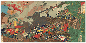 芳年 Yoshitoshi 『長篠合戦　山県三郎兵衛討死之図』-長篠の戦い・山県昌景-