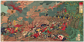 芳年 Yoshitoshi 『長篠合戦　山県三郎兵衛討死之図』-長篠の戦い・山県昌景-
