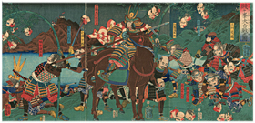 芳年 Yoshitoshi 『賎ヶ峯大合戦之図』-賤ヶ岳の戦い・加藤生笹-