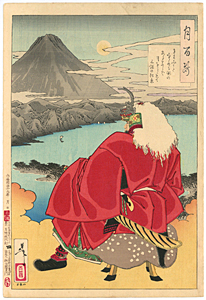 芳年　Yoshitoshi　『月百姿　きよみがた空にも関のあるならば月をとどめて三保の松原』-武田信玄-