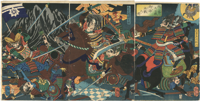 芳年　Yoshitoshi　『賤ヶ峯大合戦両雄血戦之図』-島左近-