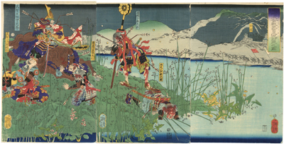 月岡芳年　Yoshitoshi　『尼崎大合戦武智主従討死之図』-山崎の戦い-