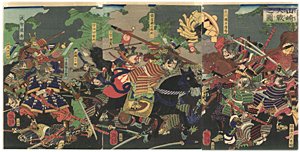 月岡芳年　YOSHITOSHI　『山崎大戦之図』-山崎の戦い-